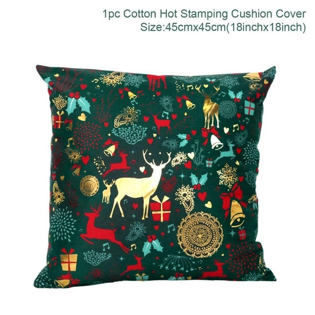 Christmas Green Black Cotton Hot Stamping Pillowcase Christmas Decor for Home Christmas Party Decor New Year 2020