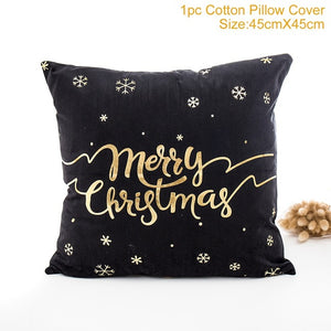 Christmas Green Black Cotton Hot Stamping Pillowcase Christmas Decor for Home Christmas Party Decor New Year 2020