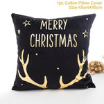 Christmas Green Black Cotton Hot Stamping Pillowcase Christmas Decor for Home Christmas Party Decor New Year 2020