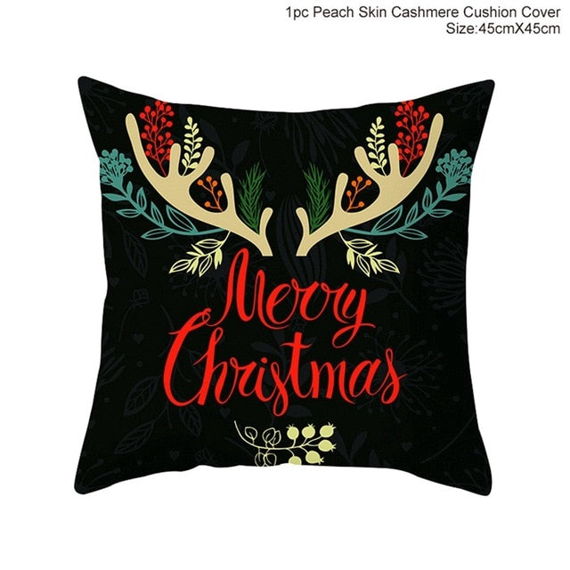 Christmas Green Black Cotton Hot Stamping Pillowcase Christmas Decor for Home Christmas Party Decor New Year 2020