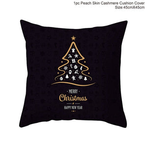 Christmas Green Black Cotton Hot Stamping Pillowcase Christmas Decor for Home Christmas Party Decor New Year 2020