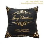 Christmas Green Black Cotton Hot Stamping Pillowcase Christmas Decor for Home Christmas Party Decor New Year 2020