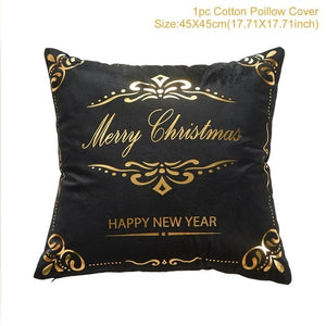 Christmas Green Black Cotton Hot Stamping Pillowcase Christmas Decor for Home Christmas Party Decor New Year 2020