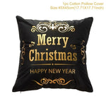 Christmas Green Black Cotton Hot Stamping Pillowcase Christmas Decor for Home Christmas Party Decor New Year 2020