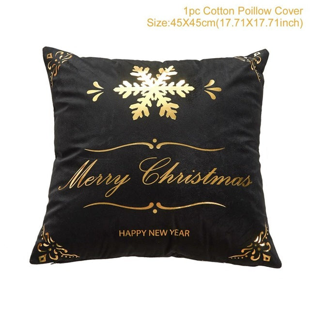 Christmas Green Black Cotton Hot Stamping Pillowcase Christmas Decor for Home Christmas Party Decor New Year 2020