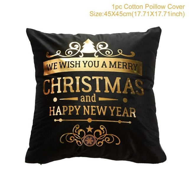 Christmas Green Black Cotton Hot Stamping Pillowcase Christmas Decor for Home Christmas Party Decor New Year 2020