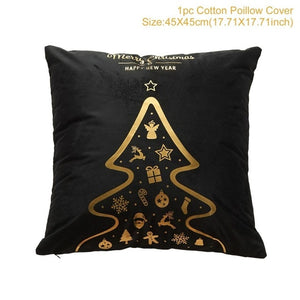 Christmas Green Black Cotton Hot Stamping Pillowcase Christmas Decor for Home Christmas Party Decor New Year 2020