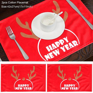 Linen Christmas Elk Snowman Table Runner Merry Christmas Decorations For Home