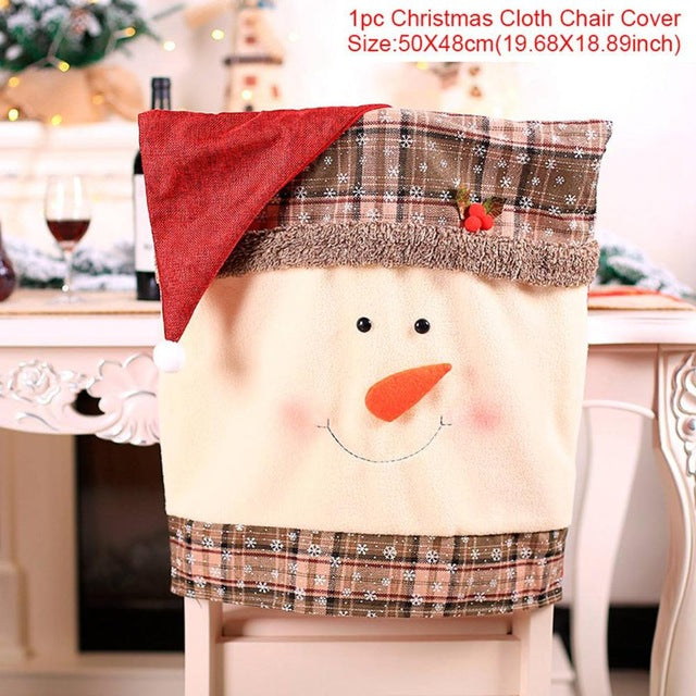 Linen Christmas Elk Snowman Table Runner Merry Christmas Decorations For Home