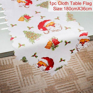 Linen Christmas Elk Snowman Table Runner Merry Christmas Decorations For Home