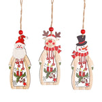 3PCS/Set Wooden Car/Deer/Tree Pendants Ornaments Christmas Wood Crafts Xmas Tree Ornaments Kids Gift Christmas Party Decoration