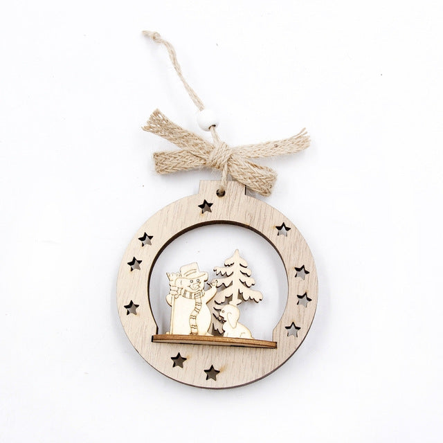 3PCS/Set Wooden Car/Deer/Tree Pendants Ornaments Christmas Wood Crafts Xmas Tree Ornaments Kids Gift Christmas Party Decoration