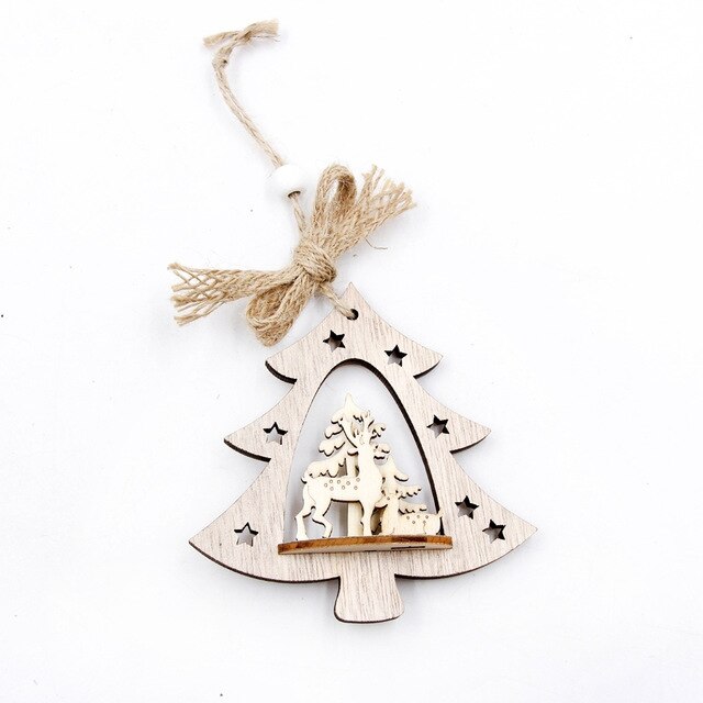 3PCS/Set Wooden Car/Deer/Tree Pendants Ornaments Christmas Wood Crafts Xmas Tree Ornaments Kids Gift Christmas Party Decoration