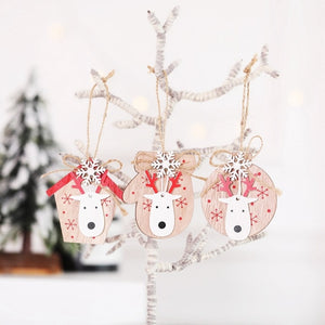 3PCS/Set Wooden Car/Deer/Tree Pendants Ornaments Christmas Wood Crafts Xmas Tree Ornaments Kids Gift Christmas Party Decoration