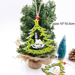 3PCS/Set Wooden Car/Deer/Tree Pendants Ornaments Christmas Wood Crafts Xmas Tree Ornaments Kids Gift Christmas Party Decoration