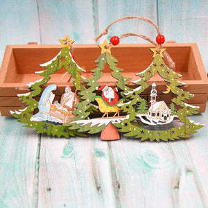 3PCS/Set Wooden Car/Deer/Tree Pendants Ornaments Christmas Wood Crafts Xmas Tree Ornaments Kids Gift Christmas Party Decoration