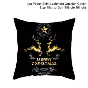 Christmas Green Black Cotton Hot Stamping Pillowcase Christmas Decor for Home Christmas Party Decor New Year 2020