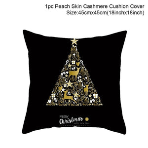 Christmas Green Black Cotton Hot Stamping Pillowcase Christmas Decor for Home Christmas Party Decor New Year 2020