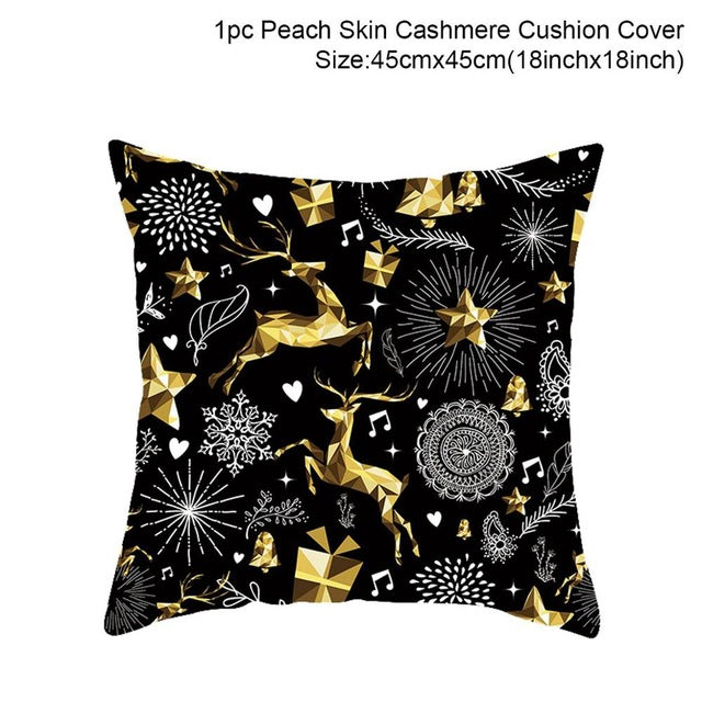 Christmas Green Black Cotton Hot Stamping Pillowcase Christmas Decor for Home Christmas Party Decor New Year 2020