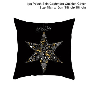 Christmas Green Black Cotton Hot Stamping Pillowcase Christmas Decor for Home Christmas Party Decor New Year 2020