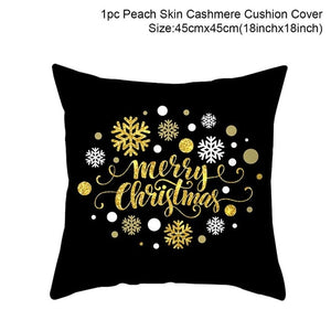 Christmas Green Black Cotton Hot Stamping Pillowcase Christmas Decor for Home Christmas Party Decor New Year 2020