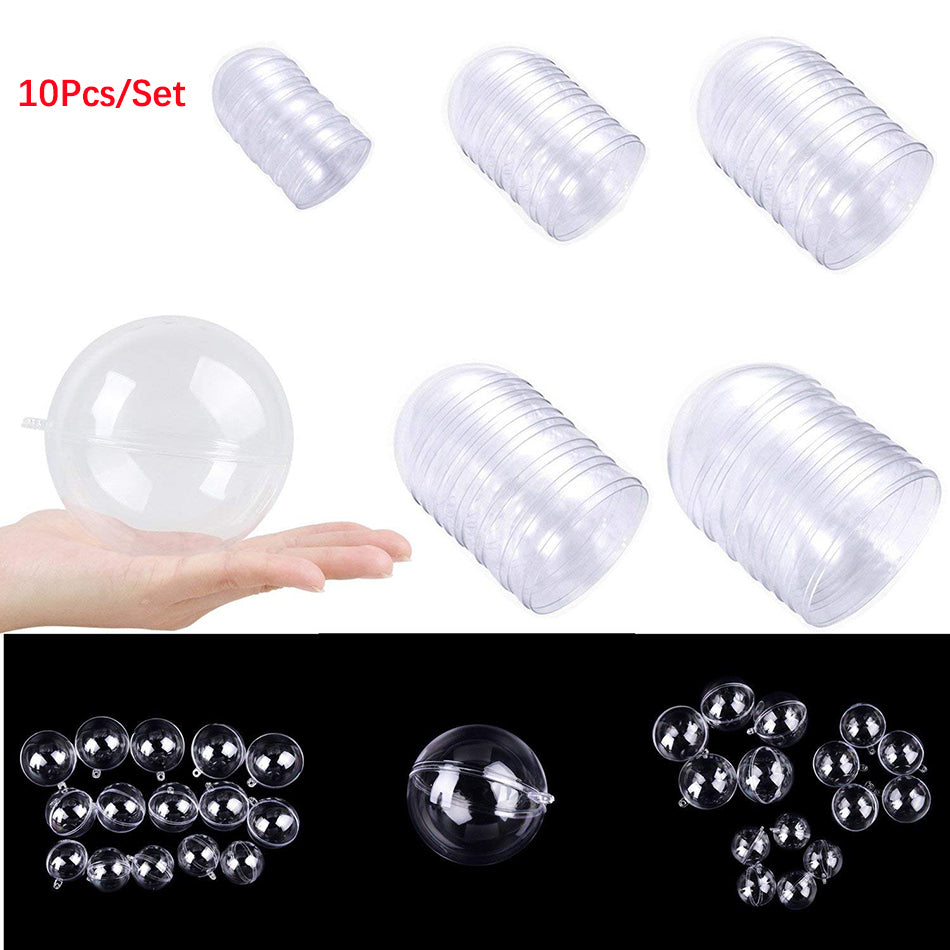 10pcs Christmas Tress Decorations Ball Transparent Open Plastic Clear Bauble Ornament Gift Present Box Decoration