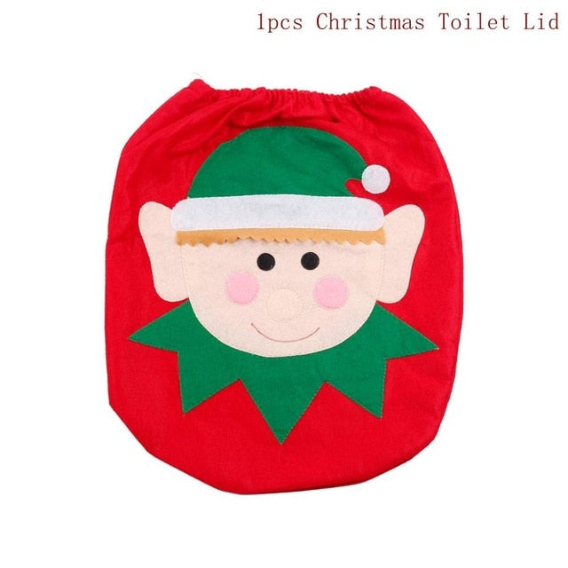 QIFU Santa Claus Toilet Seat Merry Christmas Decorations for Home Noel Navidad 2019 Happy New Year 2020 Cristmas Decor Xmas Deco