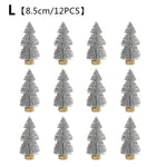 12-Piece Mini Christmas Tree Sisal Silk Cedar - Decoration Small Christmas Tree - Gold Silver Blue Green White Mini Tree