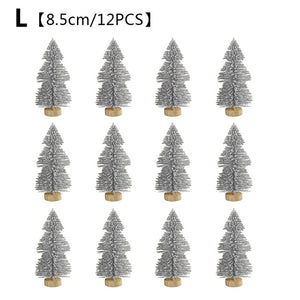 12-Piece Mini Christmas Tree Sisal Silk Cedar - Decoration Small Christmas Tree - Gold Silver Blue Green White Mini Tree