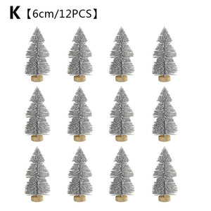 12-Piece Mini Christmas Tree Sisal Silk Cedar - Decoration Small Christmas Tree - Gold Silver Blue Green White Mini Tree