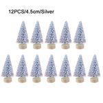 12-Piece Mini Christmas Tree Sisal Silk Cedar - Decoration Small Christmas Tree - Gold Silver Blue Green White Mini Tree