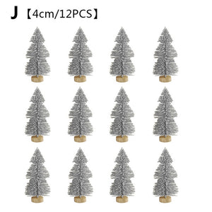 12-Piece Mini Christmas Tree Sisal Silk Cedar - Decoration Small Christmas Tree - Gold Silver Blue Green White Mini Tree