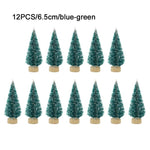 12-Piece Mini Christmas Tree Sisal Silk Cedar - Decoration Small Christmas Tree - Gold Silver Blue Green White Mini Tree