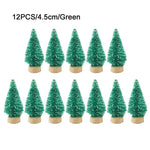 12-Piece Mini Christmas Tree Sisal Silk Cedar - Decoration Small Christmas Tree - Gold Silver Blue Green White Mini Tree