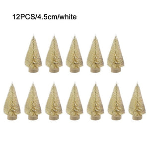 12-Piece Mini Christmas Tree Sisal Silk Cedar - Decoration Small Christmas Tree - Gold Silver Blue Green White Mini Tree