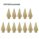 12-Piece Mini Christmas Tree Sisal Silk Cedar - Decoration Small Christmas Tree - Gold Silver Blue Green White Mini Tree