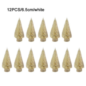 12-Piece Mini Christmas Tree Sisal Silk Cedar - Decoration Small Christmas Tree - Gold Silver Blue Green White Mini Tree