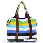 Women's Canvas Shoulder Bags Fashion Messenger Bags Casual Beach Bag Striped Shopping Tote Handbag