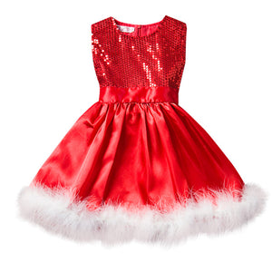 Red Christmas Dress Girl Costume Kids Dresses For Girls Baby Santa Clus Dress Up Children Party Xmas Gift Party Wear Clothes 8T