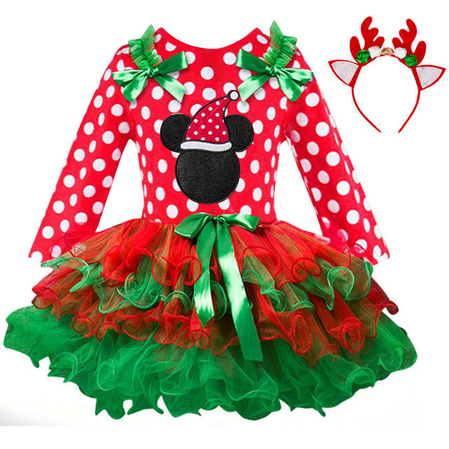 Red Christmas Dress Girl Costume Kids Dresses For Girls Baby Santa Clus Dress Up Children Party Xmas Gift Party Wear Clothes 8T