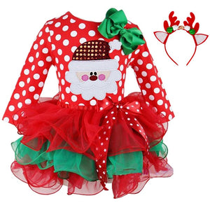 Red Christmas Dress Girl Costume Kids Dresses For Girls Baby Santa Clus Dress Up Children Party Xmas Gift Party Wear Clothes 8T