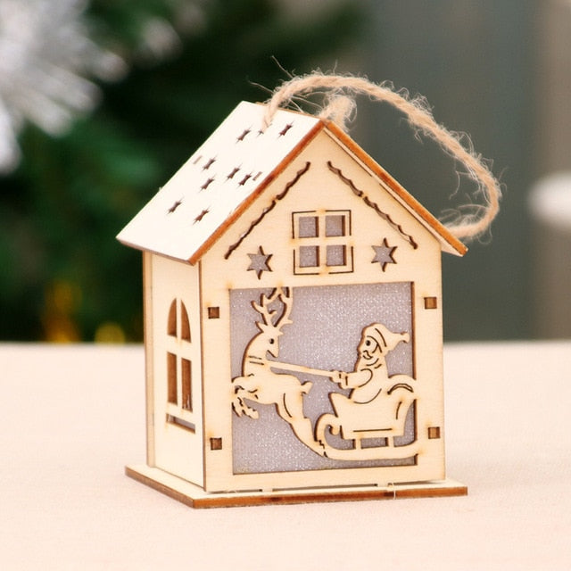 Festival Led Light Wood House Christmas Tree Decorations For Home