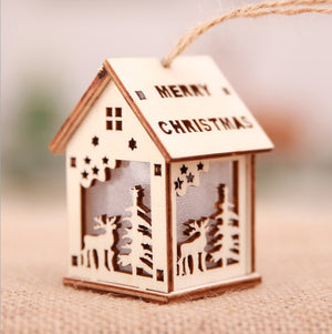 Festival Led Light Wood House Christmas Tree Decorations For Home