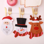 Santa Hat Reindeer Christmas New Year Pocket Fork Knife Cutlery Holder Bag Home Party Table Dinner Decoration Tableware 62417