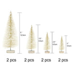 OurWarm 8pcs Small DIY Christmas Tree Fake Pine Tree Mini Sisal Bottle Brush Christmas Tree Santa Snow Frost Village House