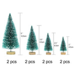 OurWarm 8pcs Small DIY Christmas Tree Fake Pine Tree Mini Sisal Bottle Brush Christmas Tree Santa Snow Frost Village House