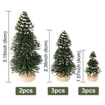 OurWarm 8pcs Small DIY Christmas Tree Fake Pine Tree Mini Sisal Bottle Brush Christmas Tree Santa Snow Frost Village House