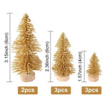 OurWarm 8pcs Small DIY Christmas Tree Fake Pine Tree Mini Sisal Bottle Brush Christmas Tree Santa Snow Frost Village House