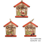 3PCS/Lot Multi Styles Printed Christmas Wooden Pendants Ornaments Wood Craft Gifts DIY Hanging Ornaments Christmas Decorations