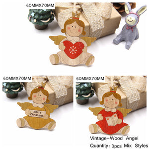 3PCS/Lot Multi Styles Printed Christmas Wooden Pendants Ornaments Wood Craft Gifts DIY Hanging Ornaments Christmas Decorations